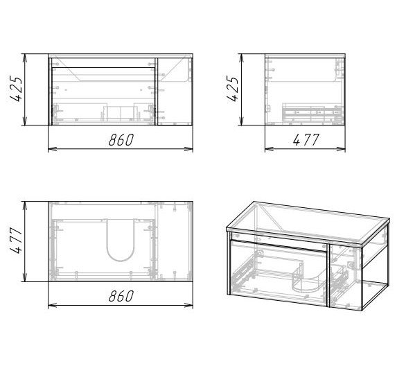 Тумба под раковину в ванной подвесная Grossman ТЕНЗА-85 см, веллингтон
